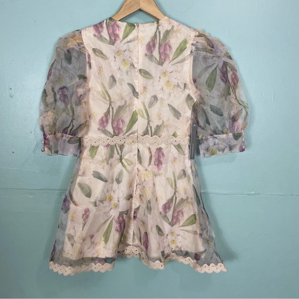 Anthropologie Arose Studio Alkia Puff Sleeve Mini Dress Floral Small‎ Petite - Picture 5 of 5